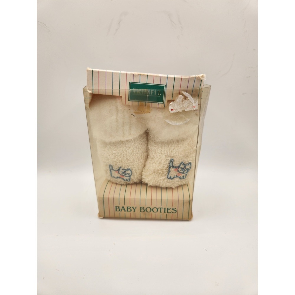 Trim Fit Inc Baby Booties White Fur Newborn To 3 Months New Open Box Vintage